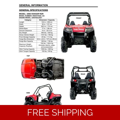 POLARIS RANGER RZR SERVICE REPAIR MANUAL